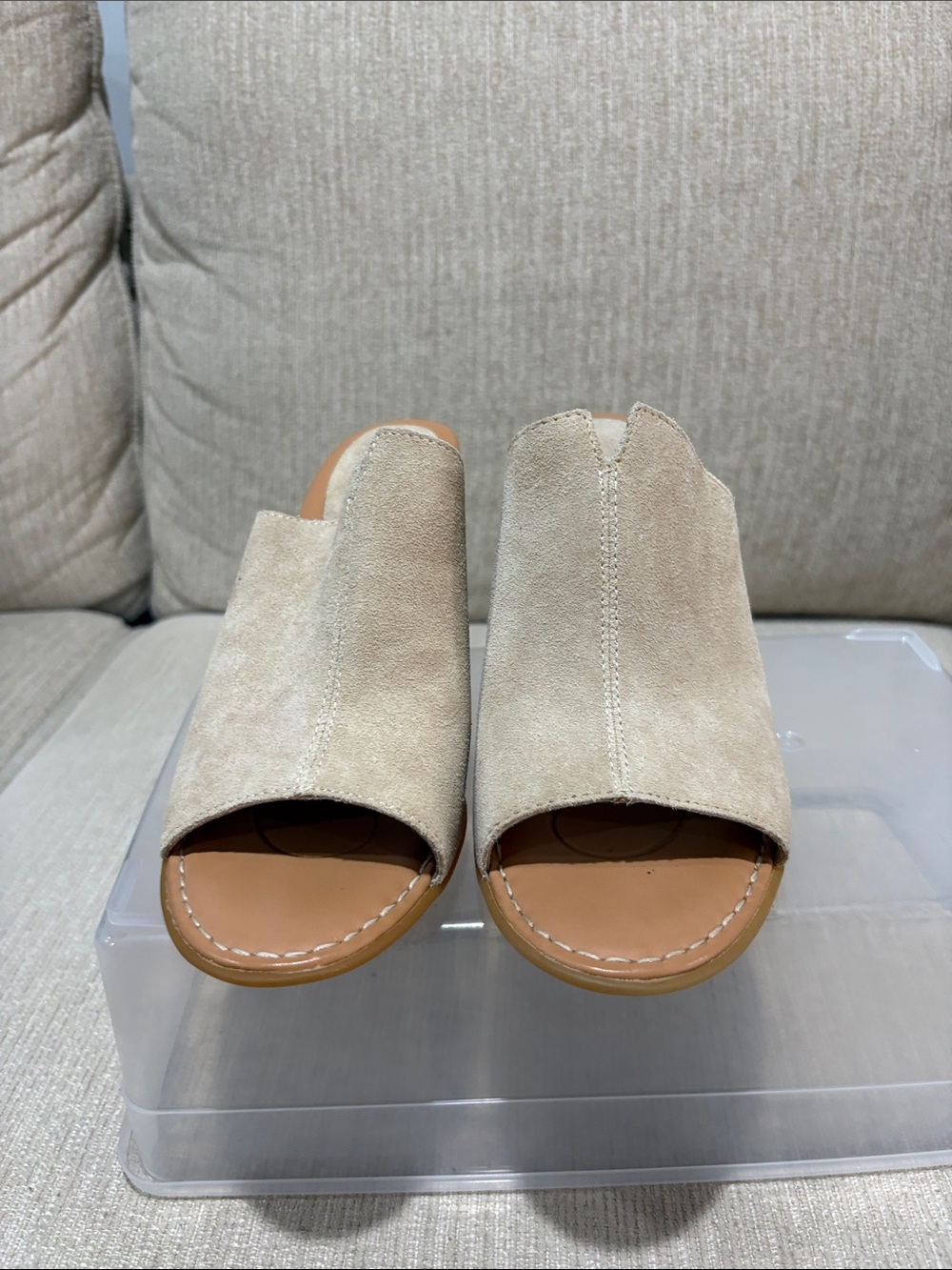 Born Beige Suede Open-Toe Mule Slides